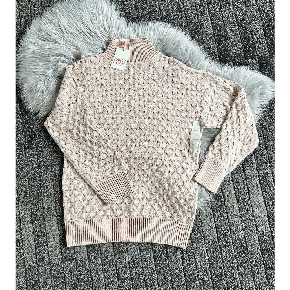 Knox Rose Women's Sweater Pullover Long Sleeve Mock Turtleneck Cream Size S
